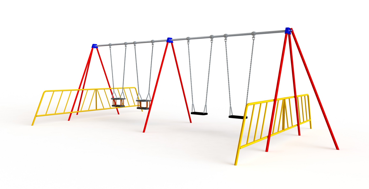 GL Jones Playgrounds - 2.4m High 2 Bay Junior Traditional Swing - 4 Seat