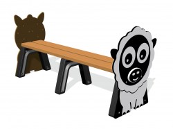 FIVEFMBEN16-HOR-SHE_horse_and_sheep_backless_bench_1600mm